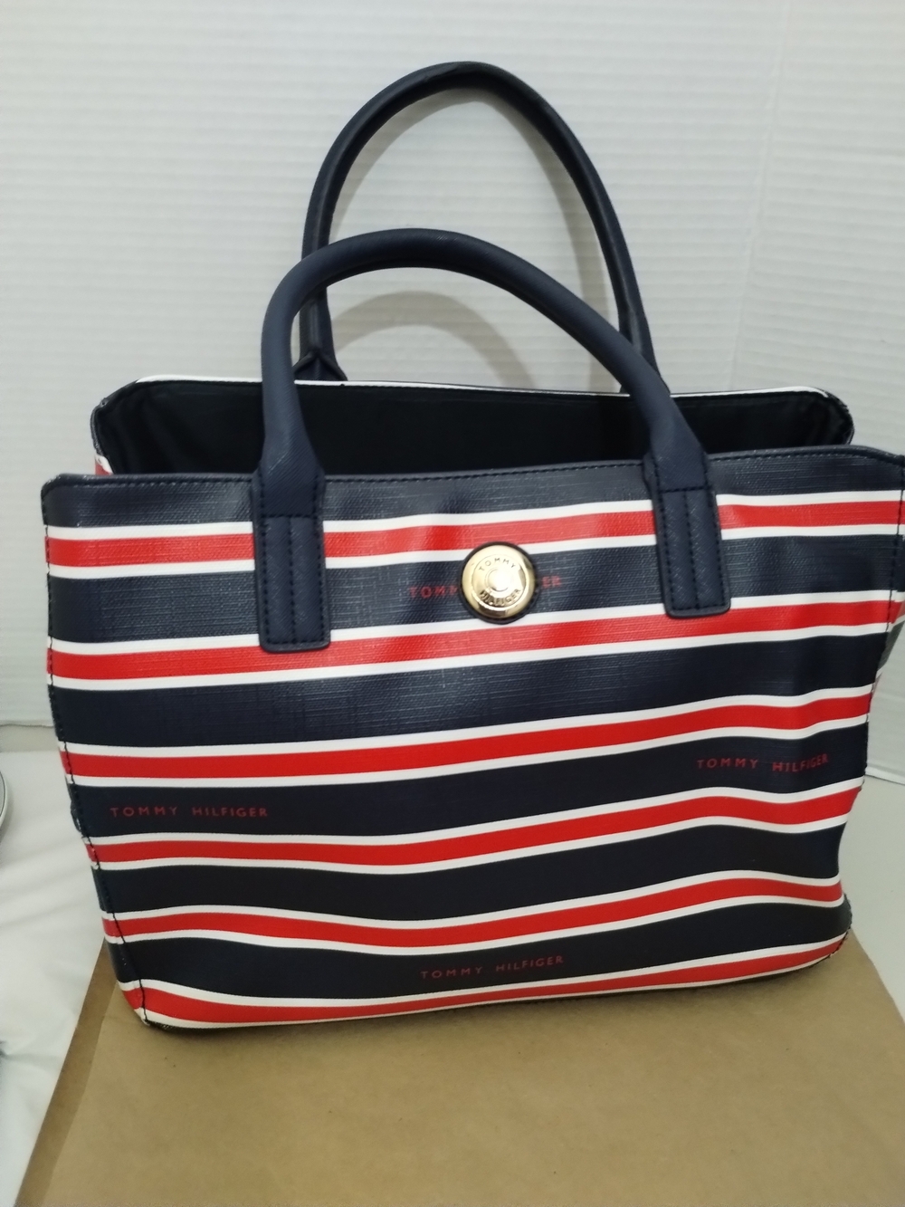 Tommy Hilfiger Navy & Red Striped Tote Bag